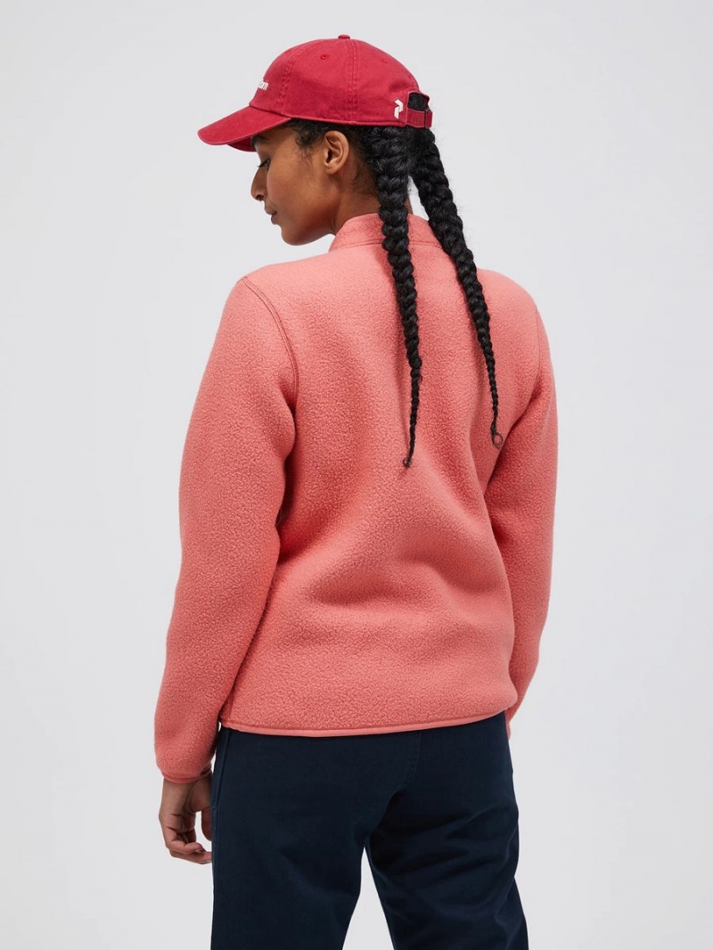 Peak Performance Fleece Snap Women's Cardigan Pink | MPY55-670