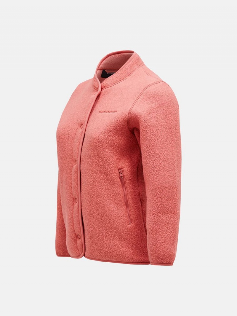 Peak Performance Fleece Snap Women's Cardigan Pink | MPY55-670