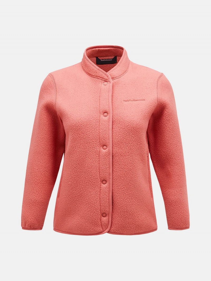 Peak Performance Fleece Snap Women\'s Cardigan Pink | MPY55-670