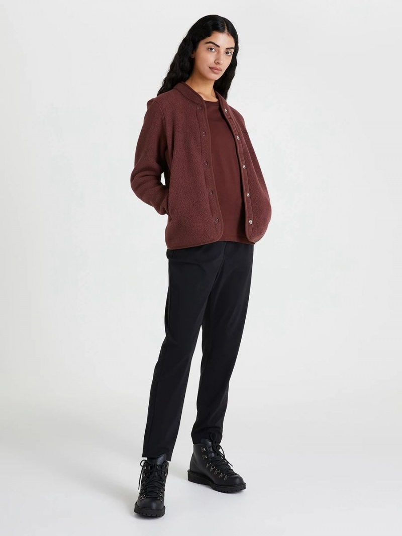 Peak Performance Fleece Snap Women's Cardigan Burgundy | EUE24-245