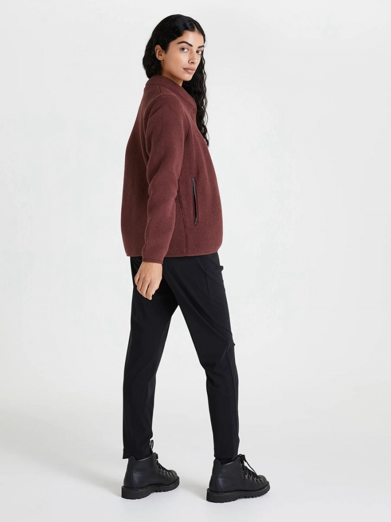 Peak Performance Fleece Snap Women's Cardigan Burgundy | EUE24-245