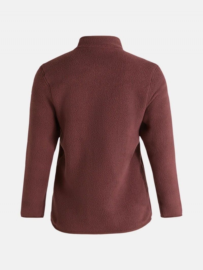 Peak Performance Fleece Snap Women's Cardigan Burgundy | EUE24-245