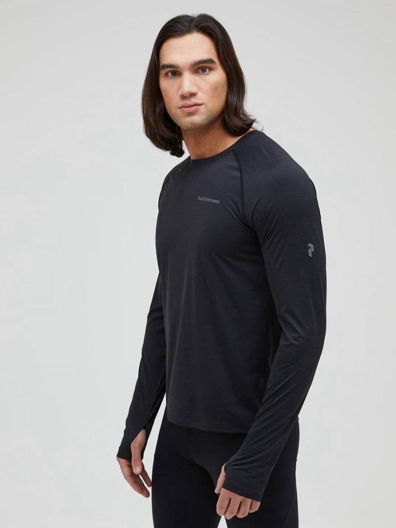 Peak Performance Fly Long Sleeve Men's T-Shirt Black | ZCA07-044