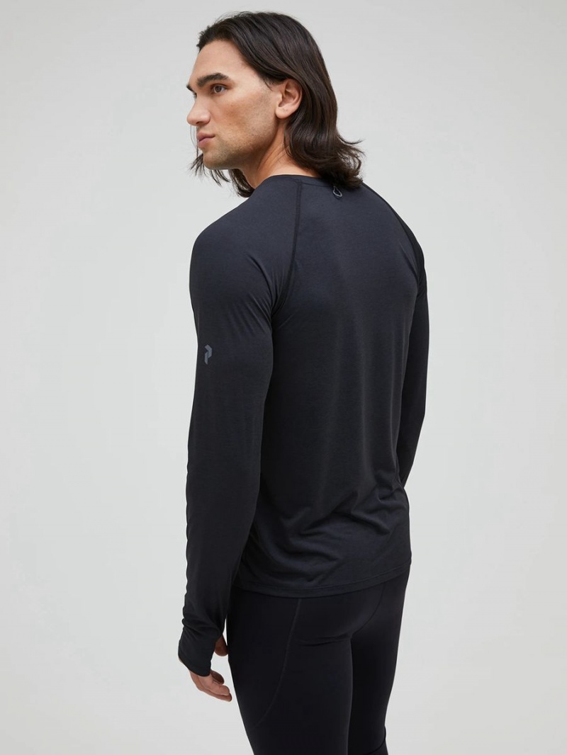 Peak Performance Fly Long Sleeve Men's T-Shirt Black | ZCA07-044