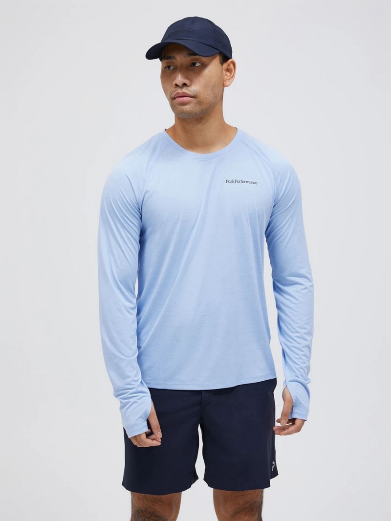 Peak Performance Fly Long Sleeve Men's T-Shirt Blue | XRX28-887