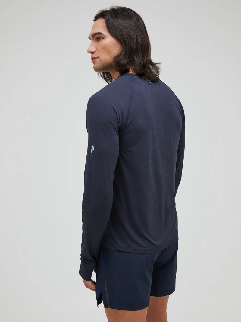 Peak Performance Fly Long Sleeve Men's T-Shirt Navy | ONR24-439