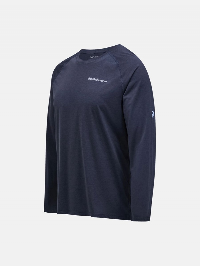 Peak Performance Fly Long Sleeve Men's T-Shirt Navy | ONR24-439