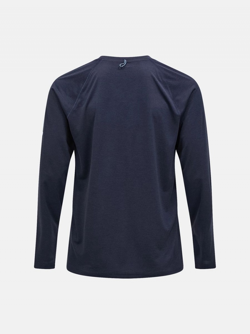 Peak Performance Fly Long Sleeve Men's T-Shirt Navy | ONR24-439