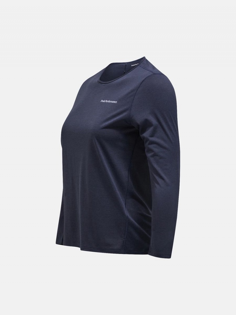 Peak Performance Fly Long Sleeve Women's T-Shirt Navy | KDE56-389