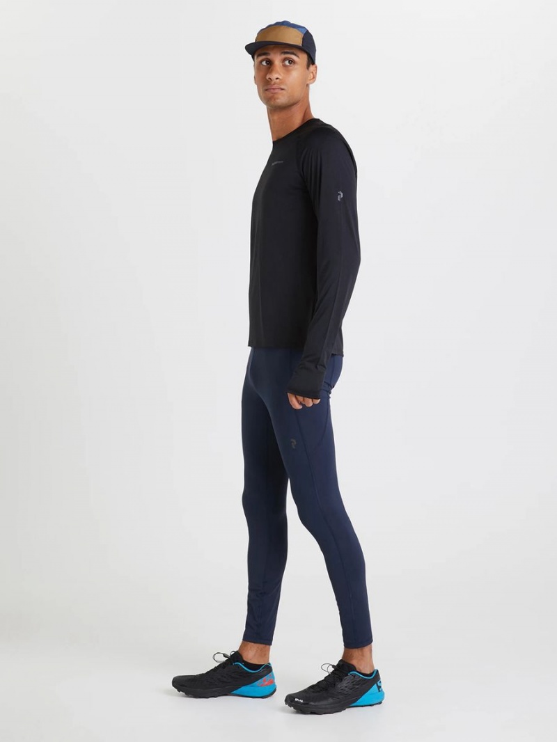 Peak Performance Fly Men's Leggings Navy | DIQ18-852