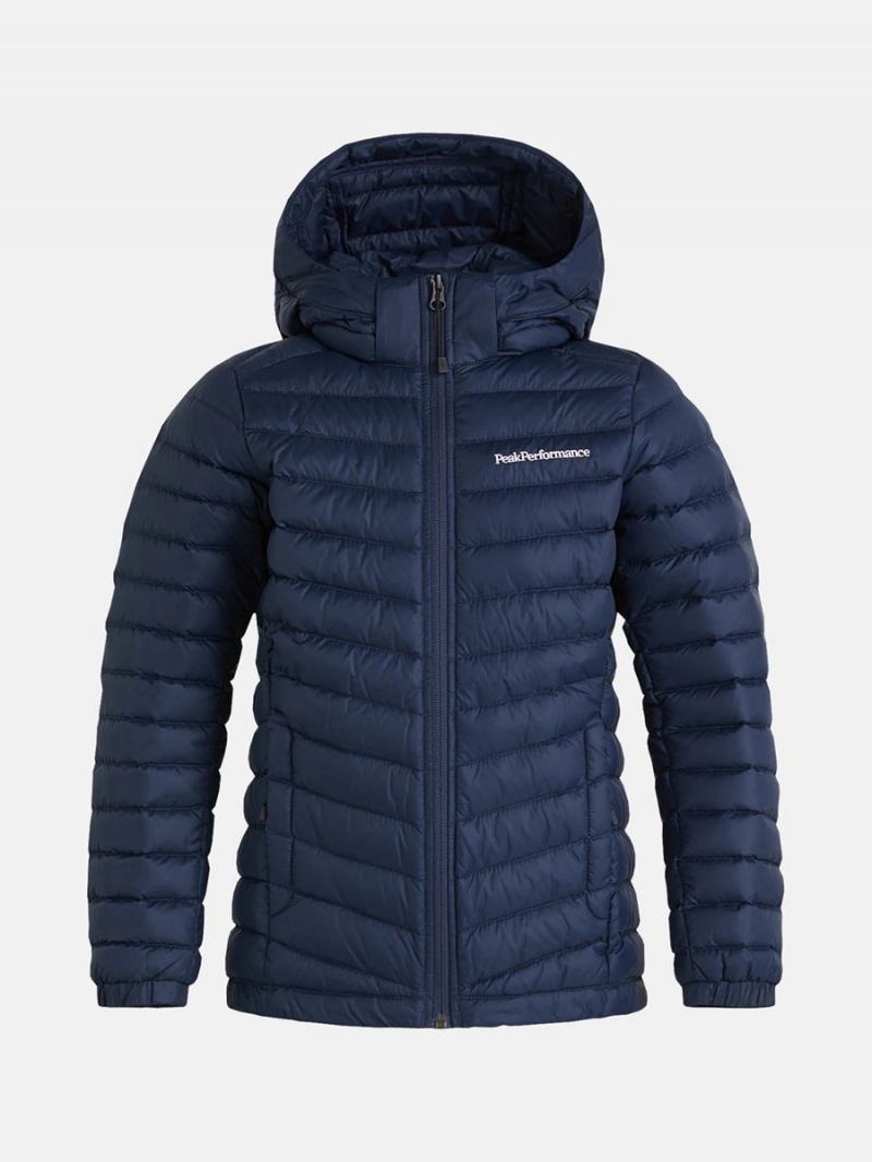 Peak Performance Frost Hood Kids\' Down Jacket Navy | CKT59-054