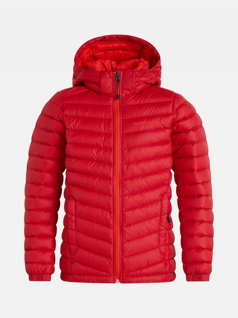 Peak Performance Frost Hood Kids\' Down Jacket Red | FOE14-522