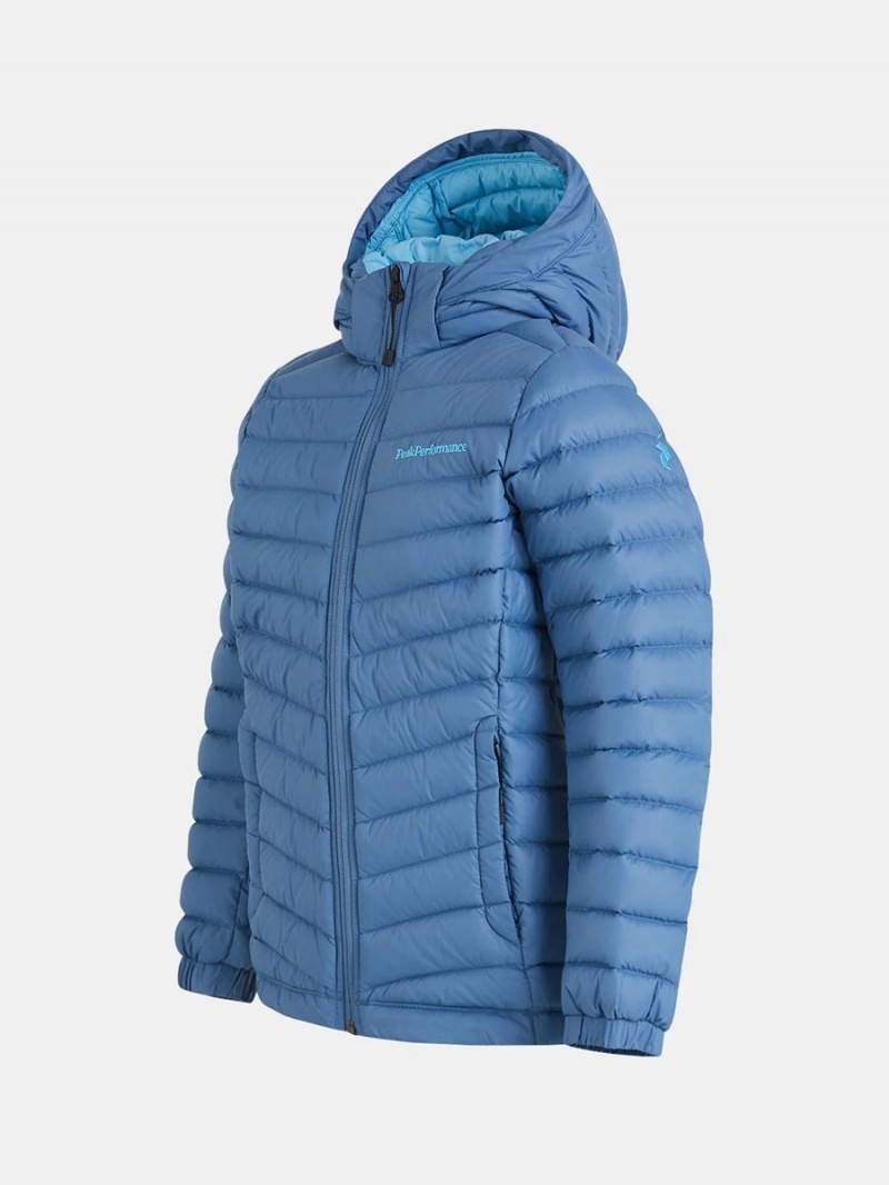 Peak Performance Frost Hood Kids' Down Jacket Blue / Blue | SJY51-270