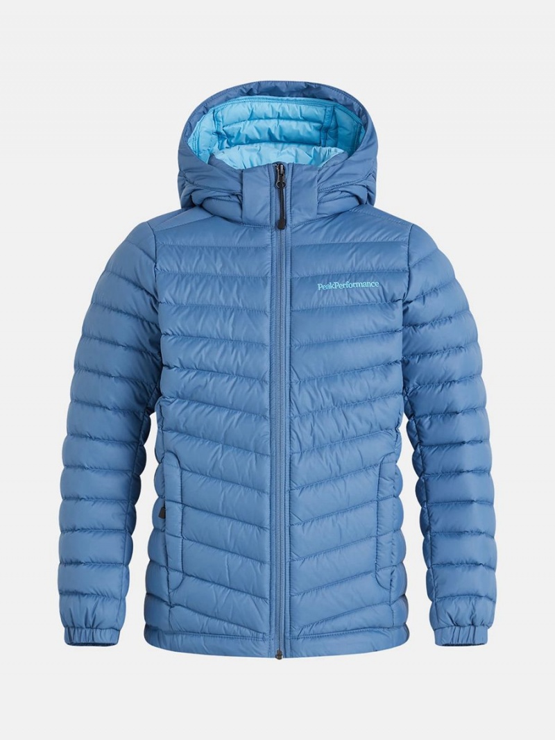 Peak Performance Frost Hood Kids\' Down Jacket Blue / Blue | SJY51-270