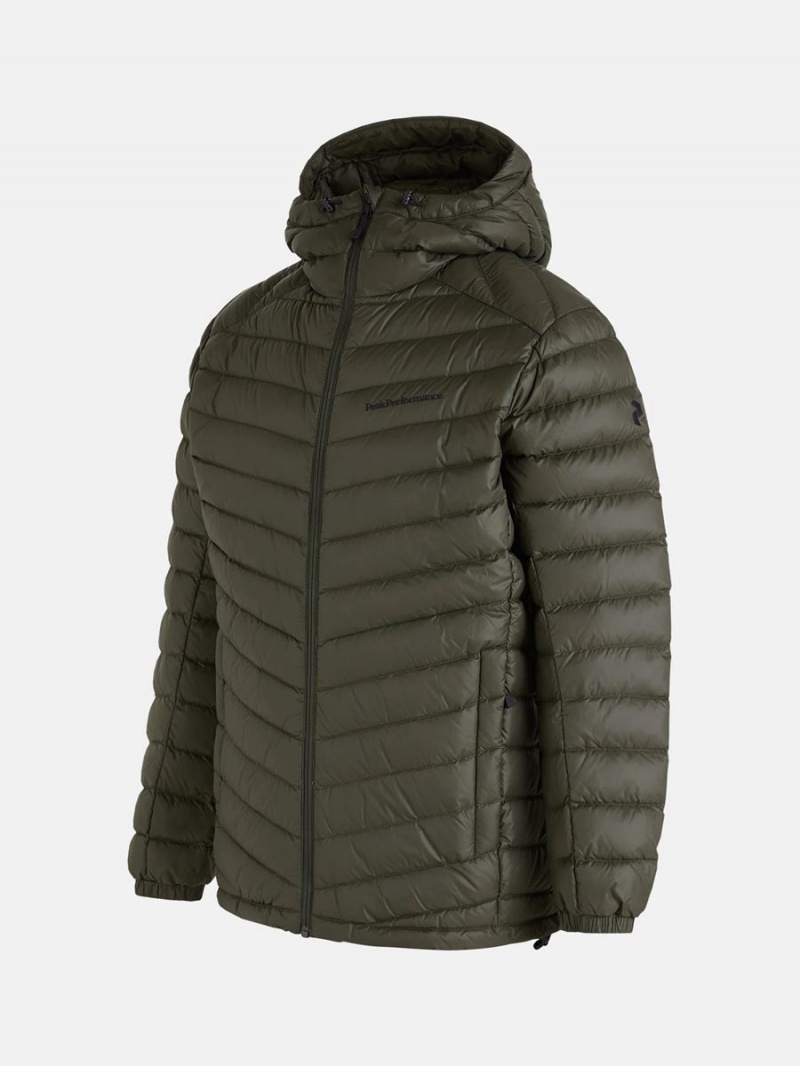 Peak Performance Frost Hood Men's Down Jacket Green | YEX69-254