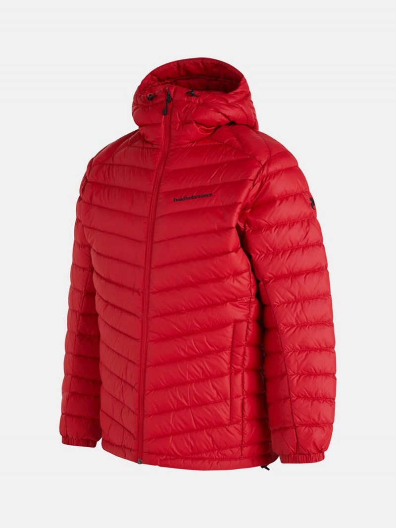 Peak Performance Frost Hood Men's Down Jacket Red | DGB82-967