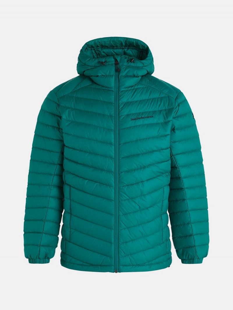 Peak Performance Frost Hood Men\'s Down Jacket Green | UFD51-563