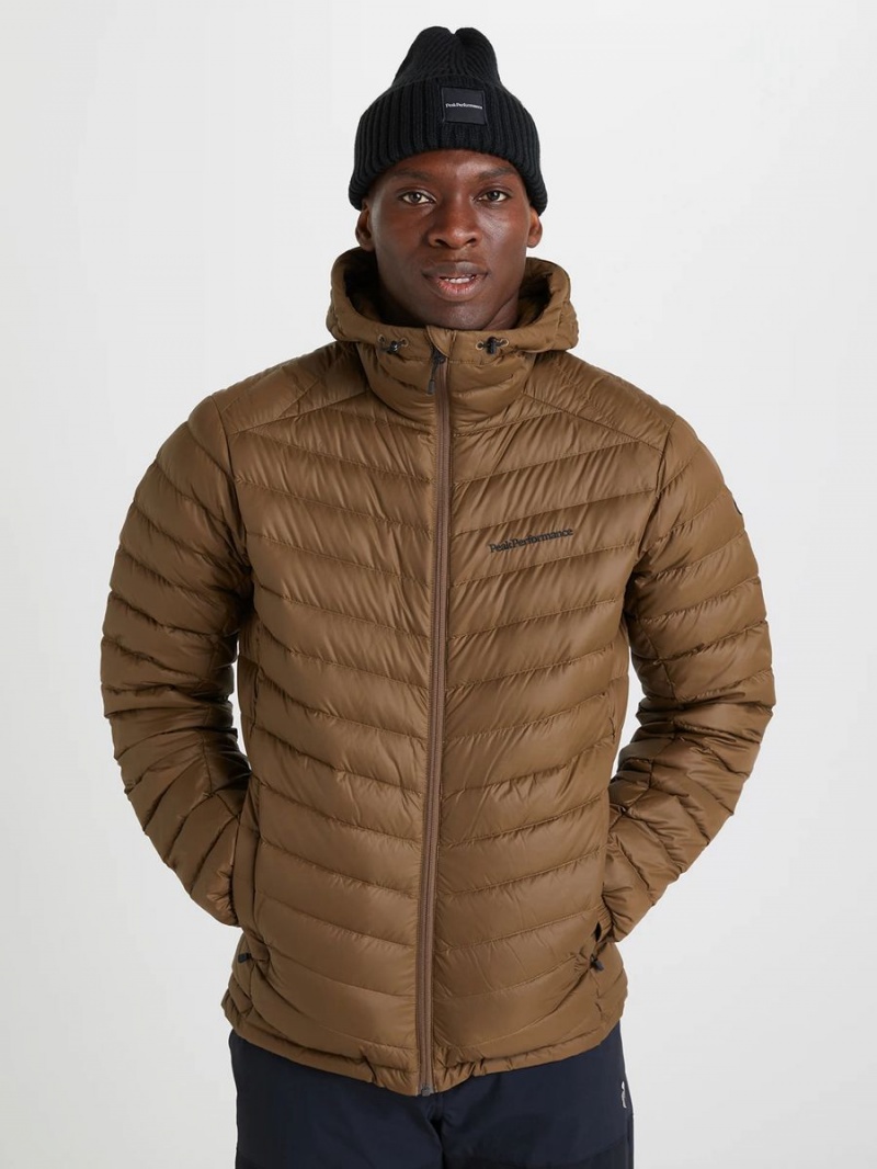 Peak Performance Frost Hood Men's Down Jacket Brown | FDX10-899