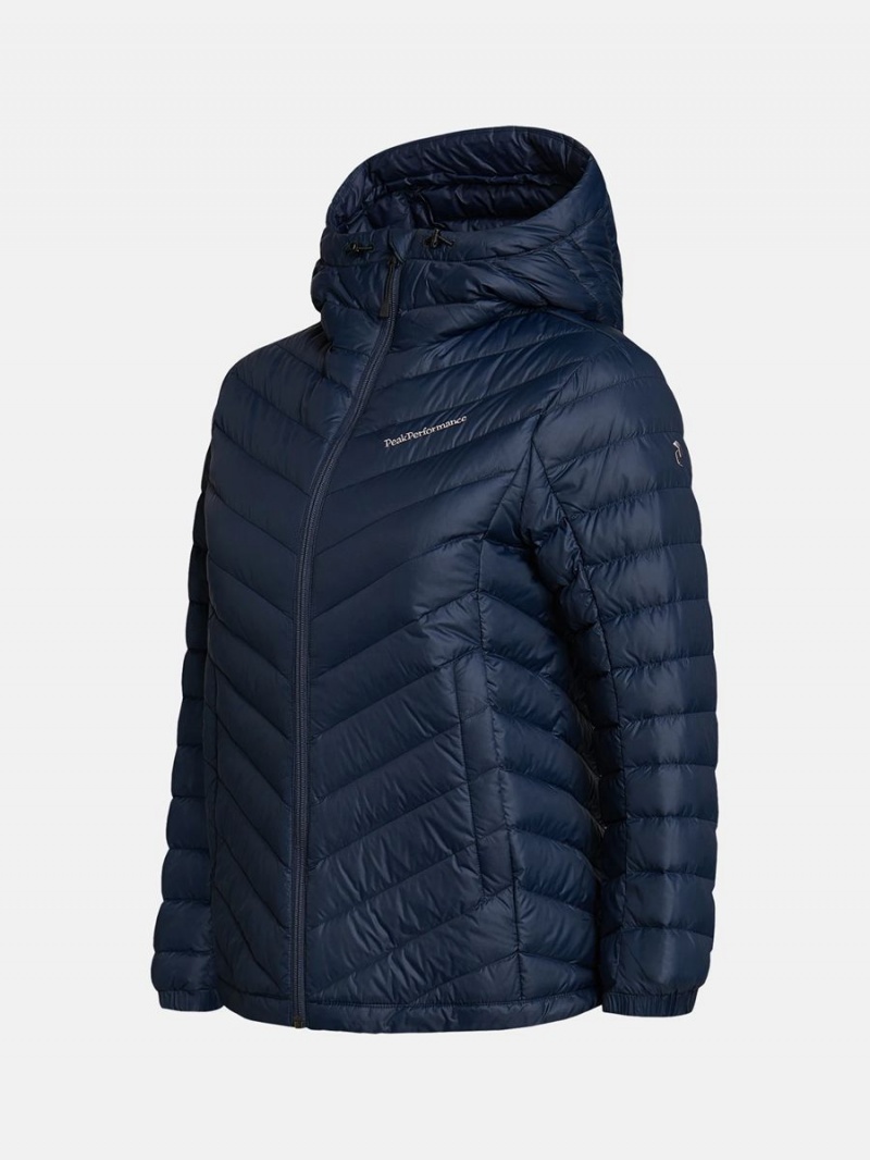 Peak Performance Frost Hood Women's Down Jacket Navy | LRQ10-169