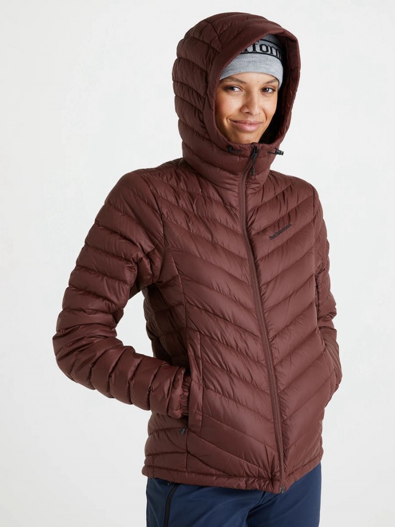 Peak Performance Frost Hood Women's Down Jacket Burgundy | OHP73-113