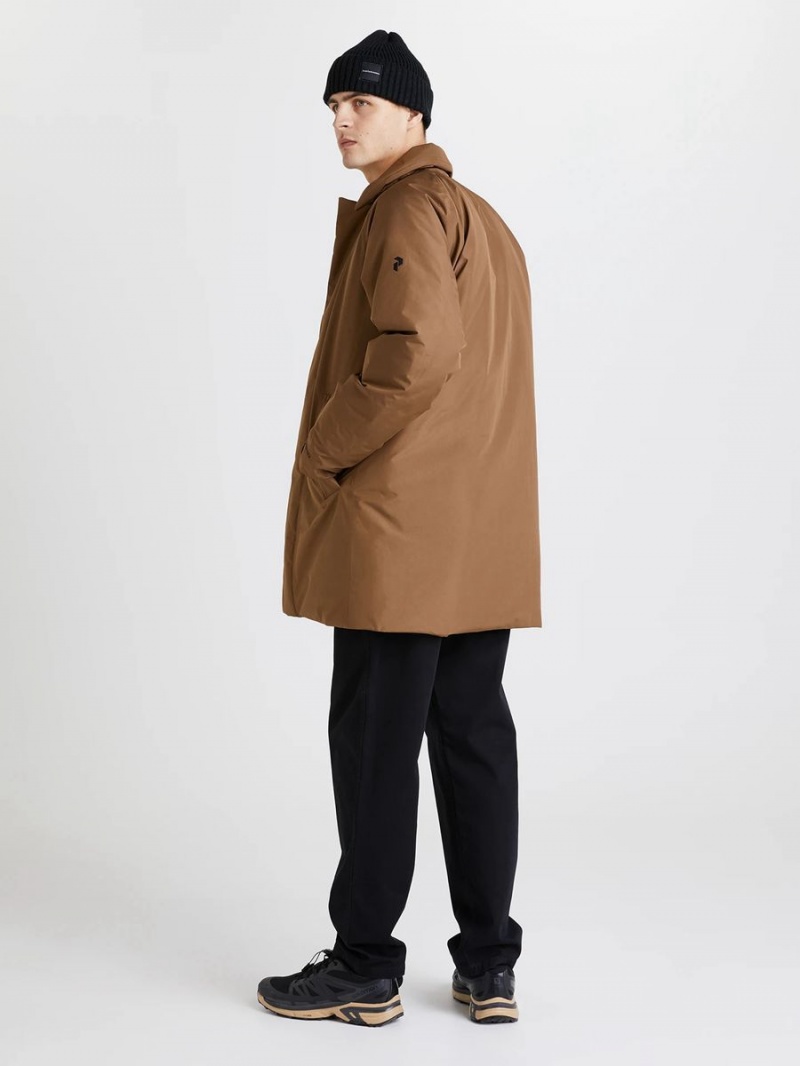 Peak Performance Gore-Tex 2L Padded Men's Coat Brown | UEJ15-415