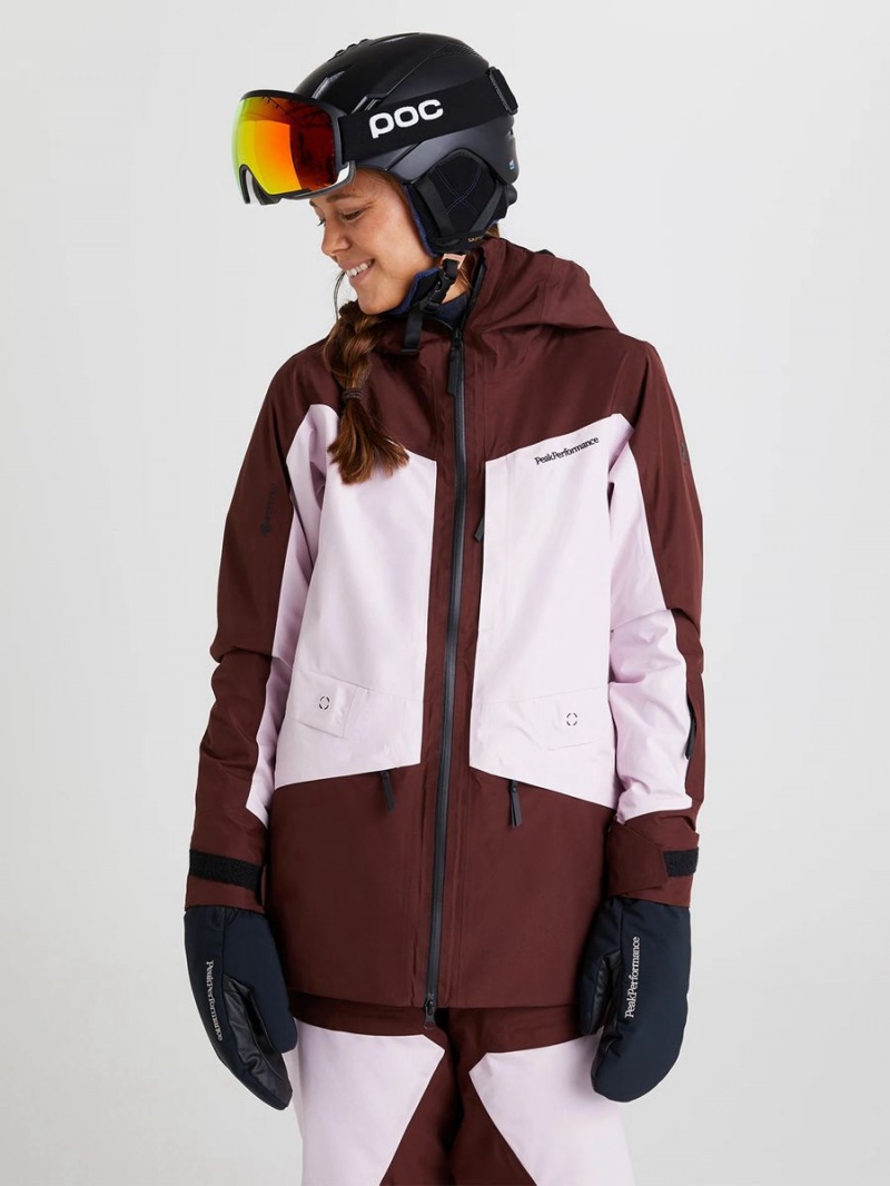 Peak Performance Gravity Gore-Tex 2L Women's Ski Jacket Pink / Burgundy | VBO39-970