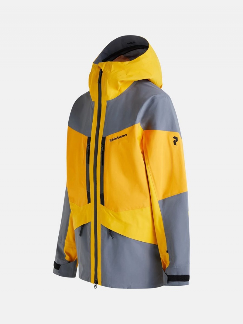 Peak Performance Gravity Gore-Tex 3L Men's Ski Jacket Gold / Grey | DGD92-157