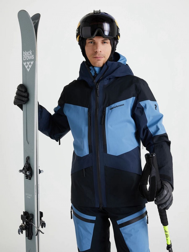 Peak Performance Gravity Gore-Tex 3L Men's Ski Jacket Navy / Blue / Black | XJT67-056