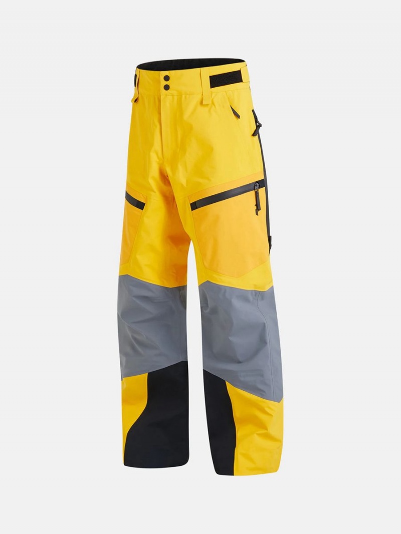 Peak Performance Gravity Gore-Tex 3L Men's Ski Pants Gold / Grey | MXO15-637