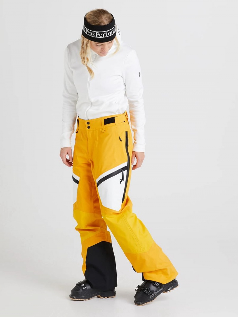 Peak Performance Gravity Gore-Tex 3L Women's Ski Pants Yellow / White | ZSD50-586