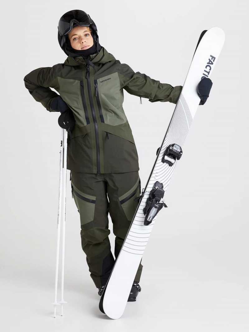 Peak Performance Gravity Gore-Tex 3L Women's Ski Jacket Green / Olive | SOQ80-973