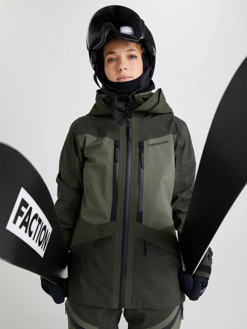 Peak Performance Gravity Gore-Tex 3L Women's Ski Jacket Green / Olive | SOQ80-973