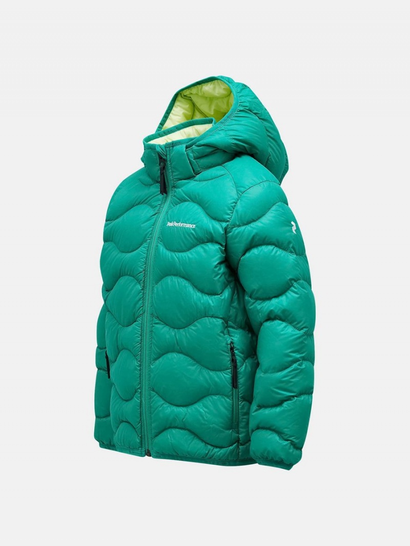 Peak Performance Helium Hood Kids' Down Jacket Green / Yellow | POG20-687