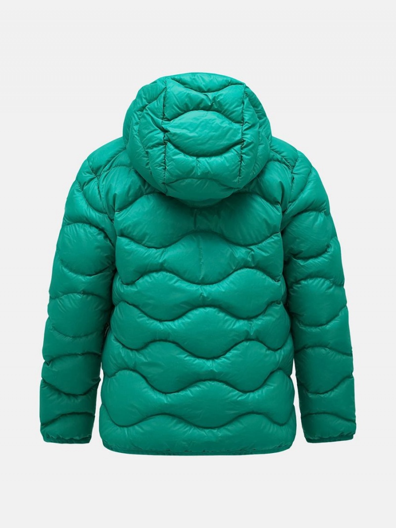 Peak Performance Helium Hood Kids' Down Jacket Green / Yellow | POG20-687