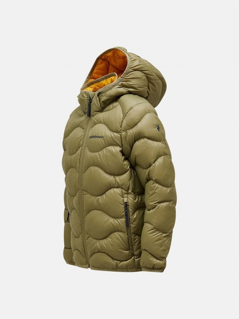 Peak Performance Helium Hood Kids' Down Jacket Olive / Yellow | CHH75-564