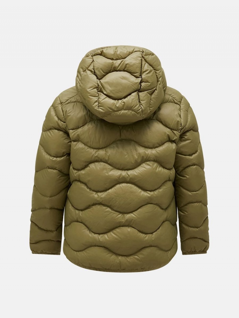 Peak Performance Helium Hood Kids' Down Jacket Olive / Yellow | CHH75-564