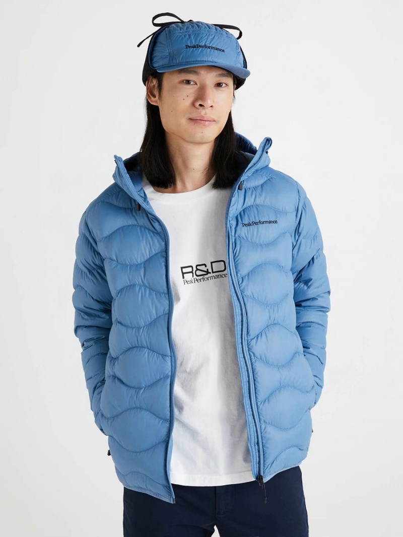 Peak Performance Helium Hood Men's Down Jacket Blue | FHR36-919