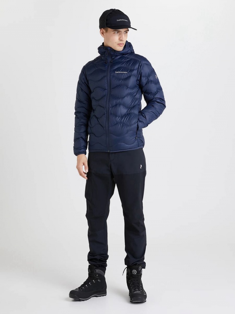 Peak Performance Helium Hood Men's Down Jacket Navy | JAR91-654