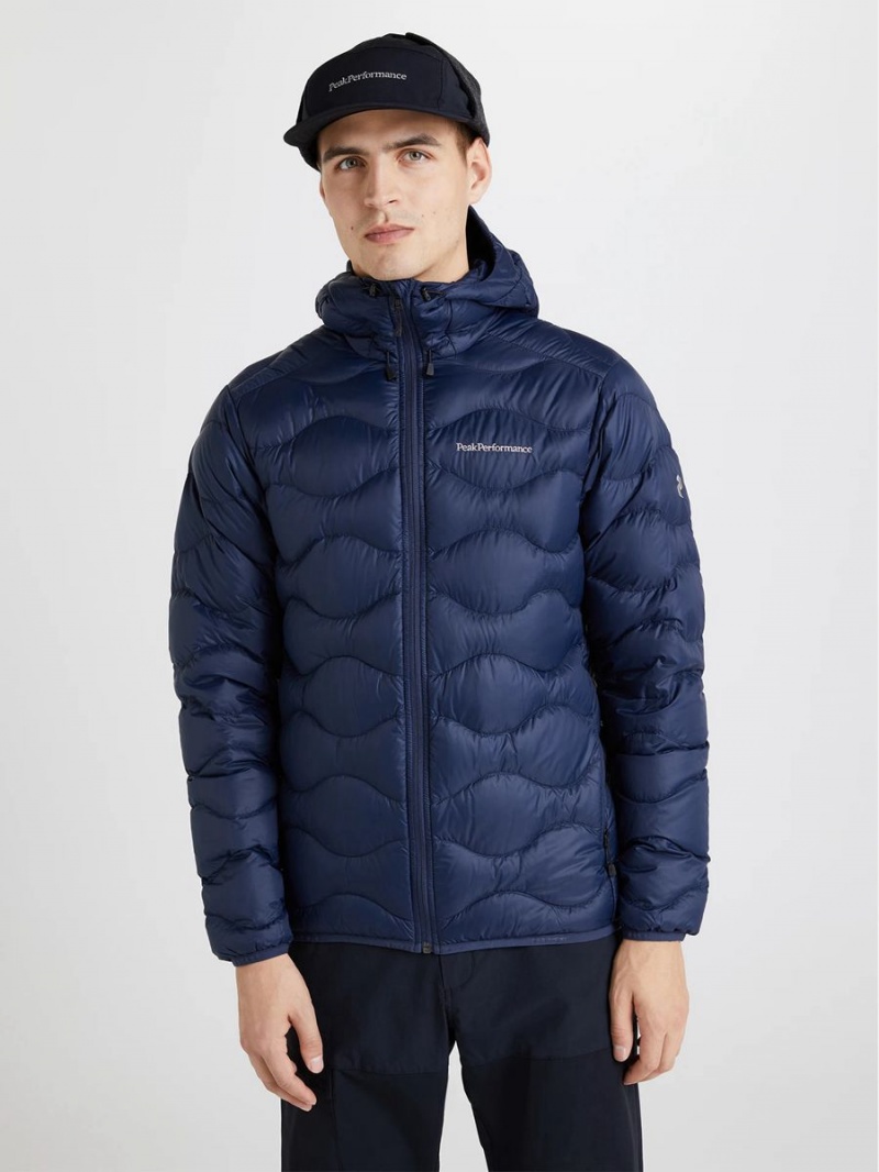 Peak Performance Helium Hood Men's Down Jacket Navy | JAR91-654