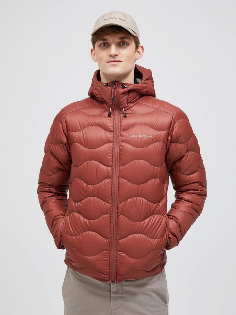 Peak Performance Helium Hood Men's Down Jacket Burgundy / Beige | JUH10-258