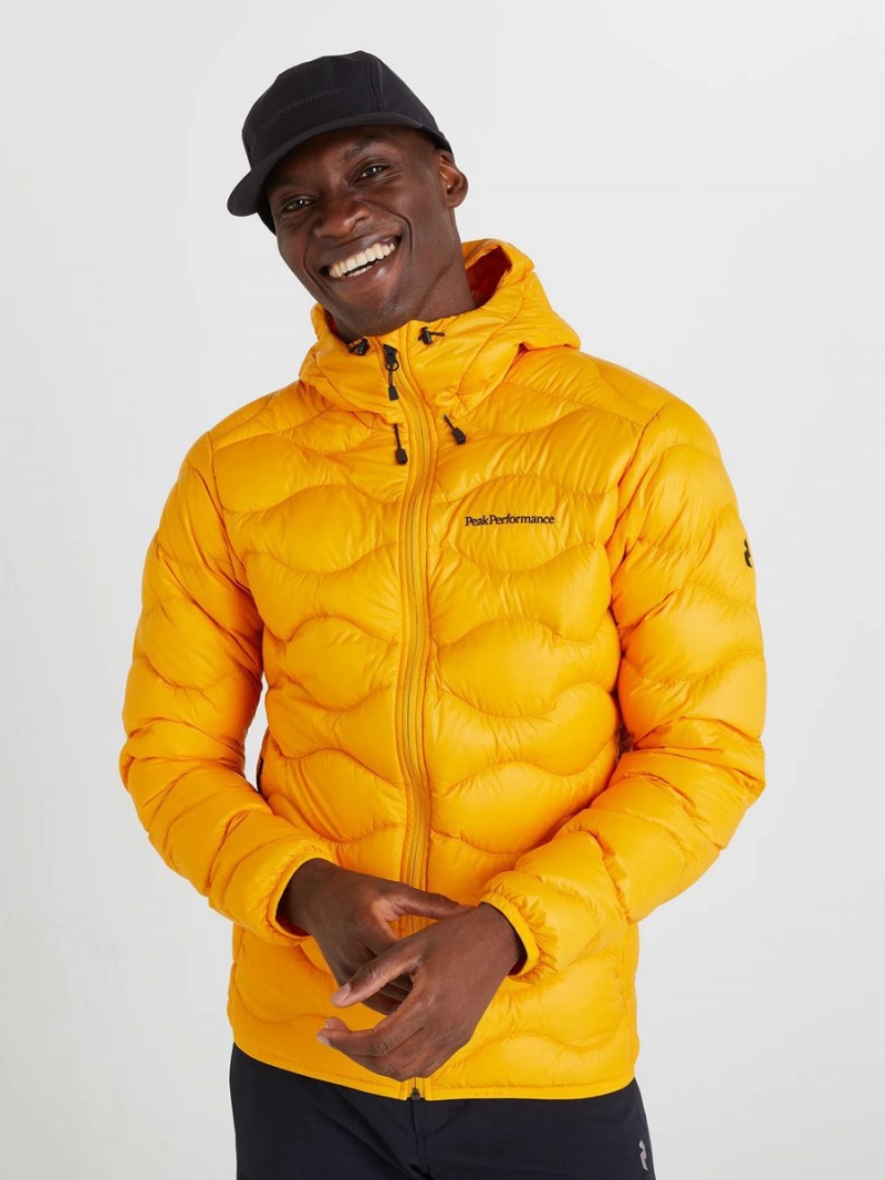 Peak Performance Helium Hood Men's Down Jacket Yellow | XCZ81-004