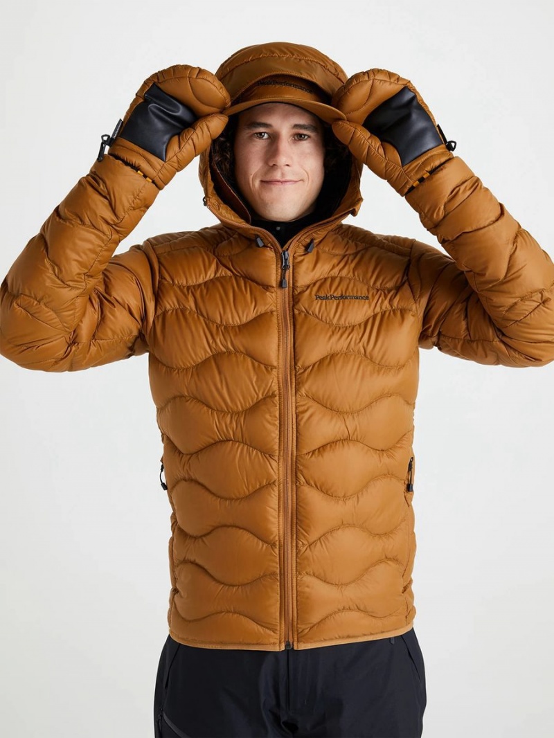 Peak Performance Helium Hood Men's Down Jacket Brown | AEU86-146