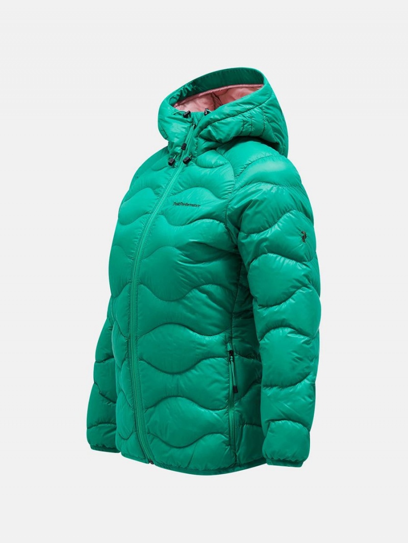 Peak Performance Helium Hood Women's Down Jacket Green / Pink | XCN71-300