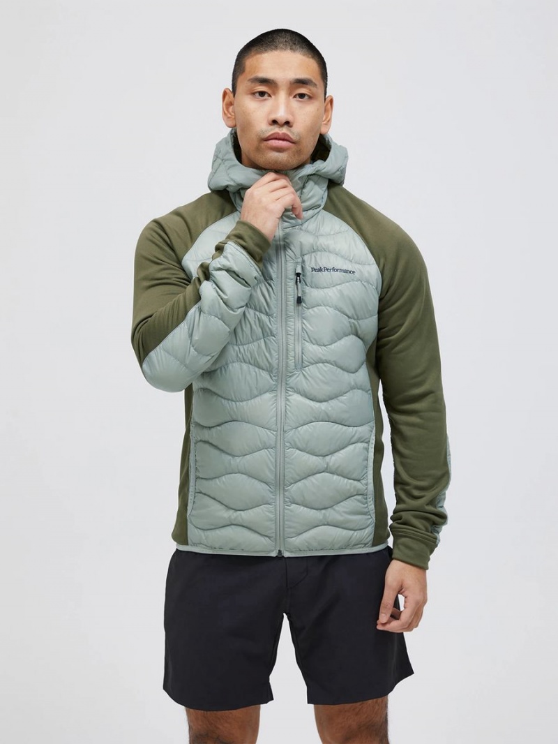 Peak Performance Helium Hybrid Hood Men's Down Jacket Green / Green | NUL39-464