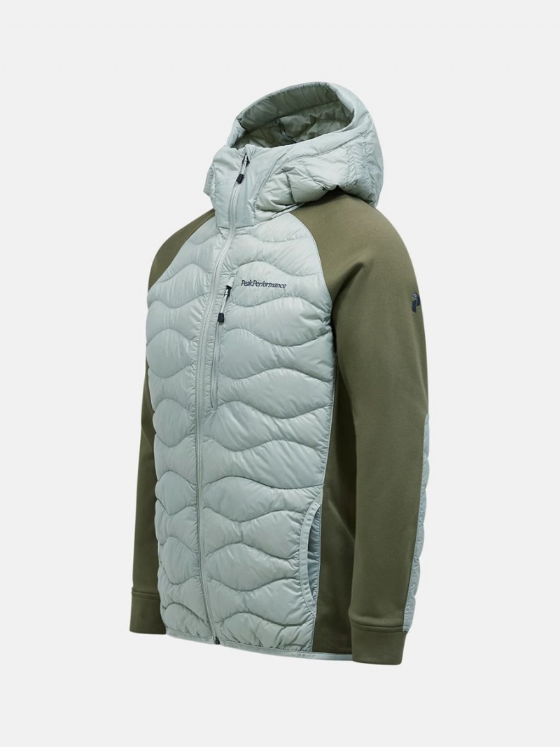 Peak Performance Helium Hybrid Hood Men's Down Jacket Green / Green | NUL39-464