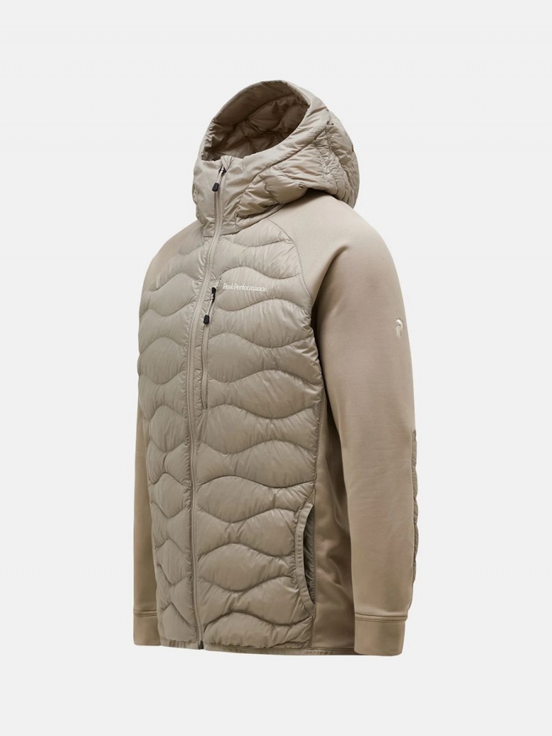 Peak Performance Helium Hybrid Hood Men's Down Jacket Beige | FZV17-518