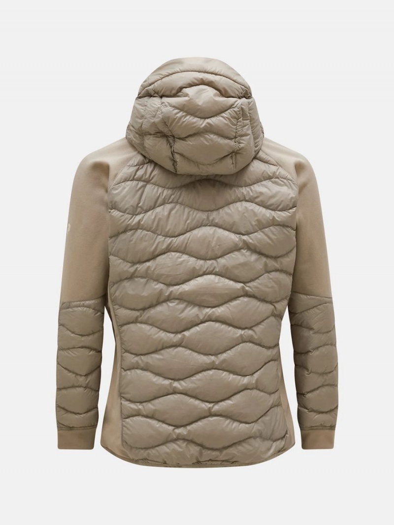 Peak Performance Helium Hybrid Hood Men's Down Jacket Beige | FZV17-518