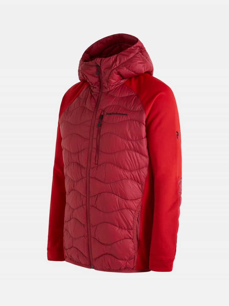 Peak Performance Helium Hybrid Hood Men's Down Jacket Red / Red | UPS11-614