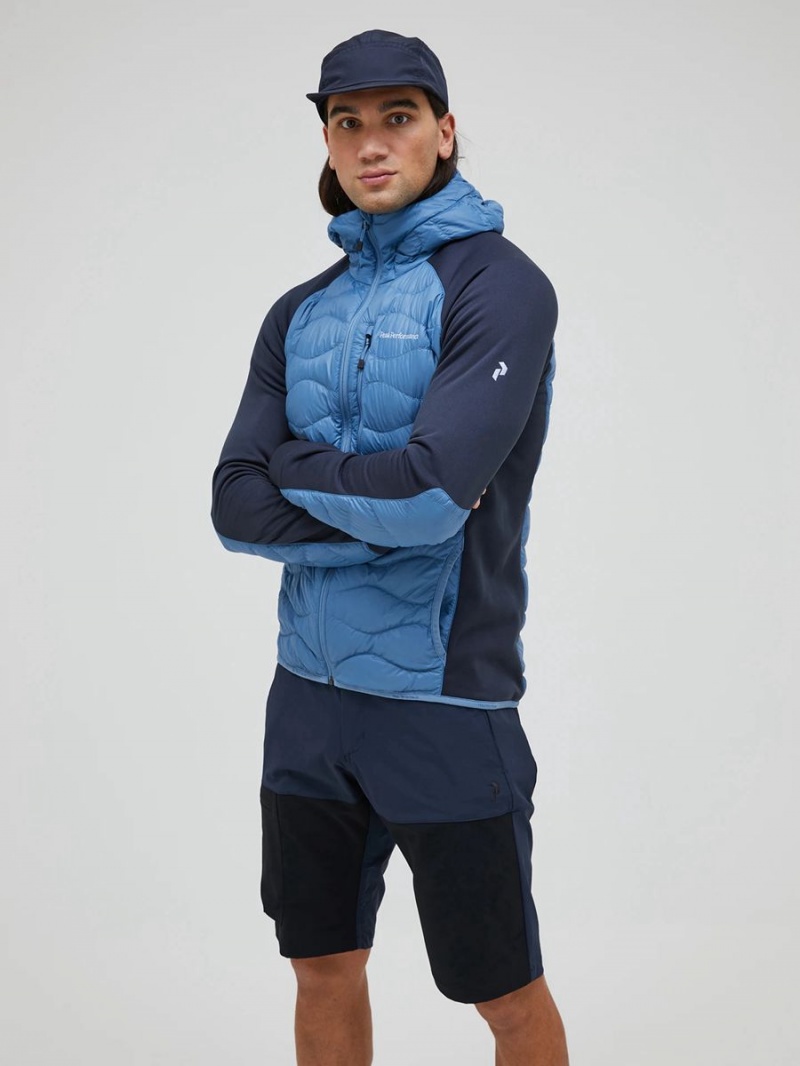 Peak Performance Helium Hybrid Hood Men's Down Jacket Blue / Navy | IWC62-709