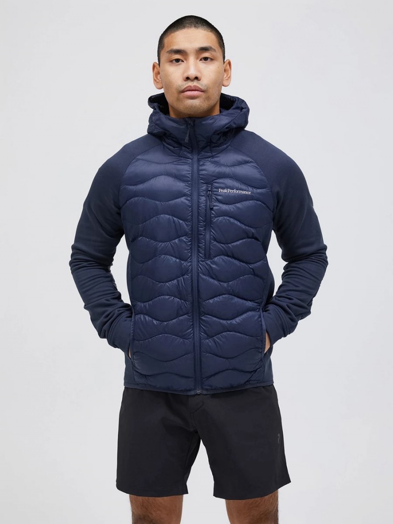 Peak Performance Helium Hybrid Hood Men's Down Jacket Navy | KAW10-528